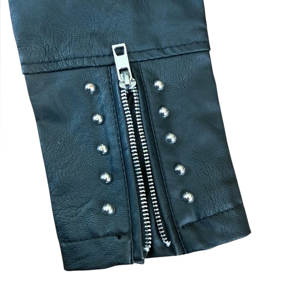 Vegan leather, embroidered, studded moto jacket, zippers, Ci Sono by Cavalini - Picture 5 of 9